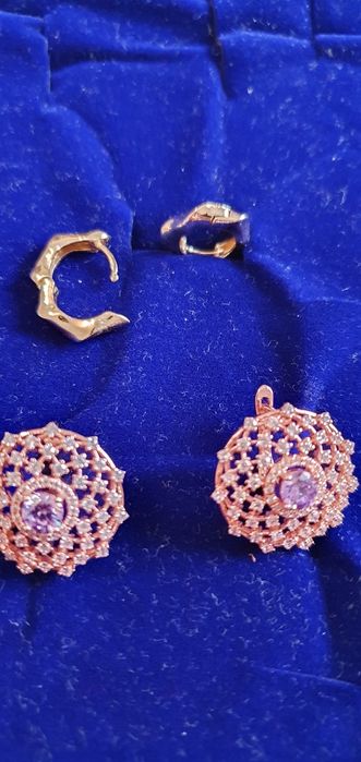 Серебрянеый комплект из Индии с позолотой, рубин темно молиновый .