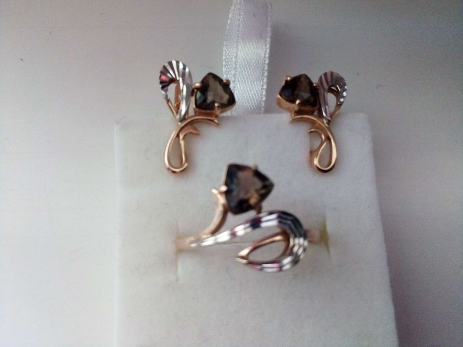 Златен руски  комплектс раух топаз