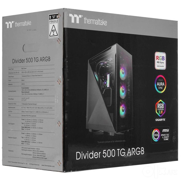 - Корпус Thermaltake Divider 500 Tempered Glass ARGB Edition Black