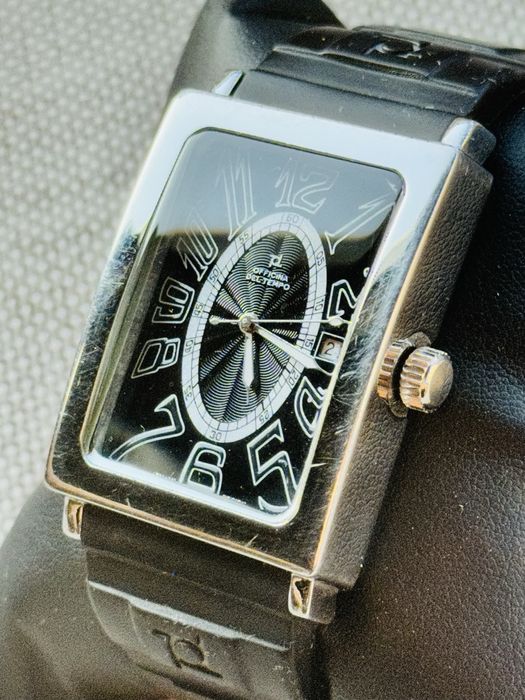 Ceas barbatesc Officina del Tempo Black Guilloche mecanism Quartz