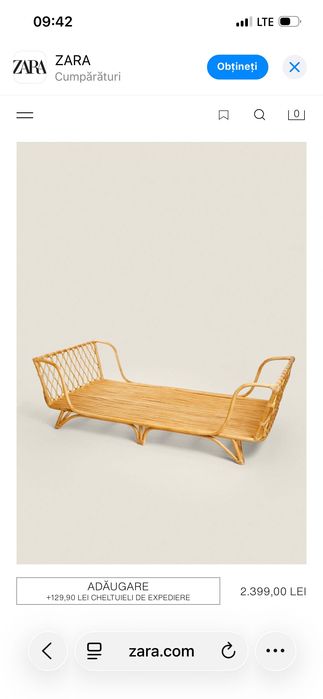 Cadru pat 90/220 ratan zara home si saltea