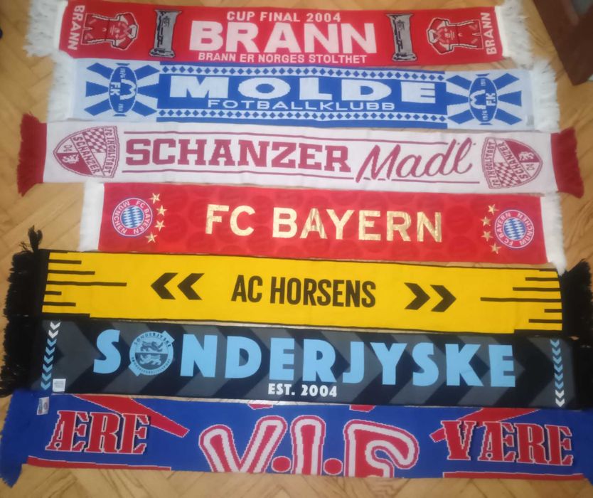 Футболни шалове на Байерн,Барселона,Интер,Рома,Малага,Комо,Лайпциг,ПСВ