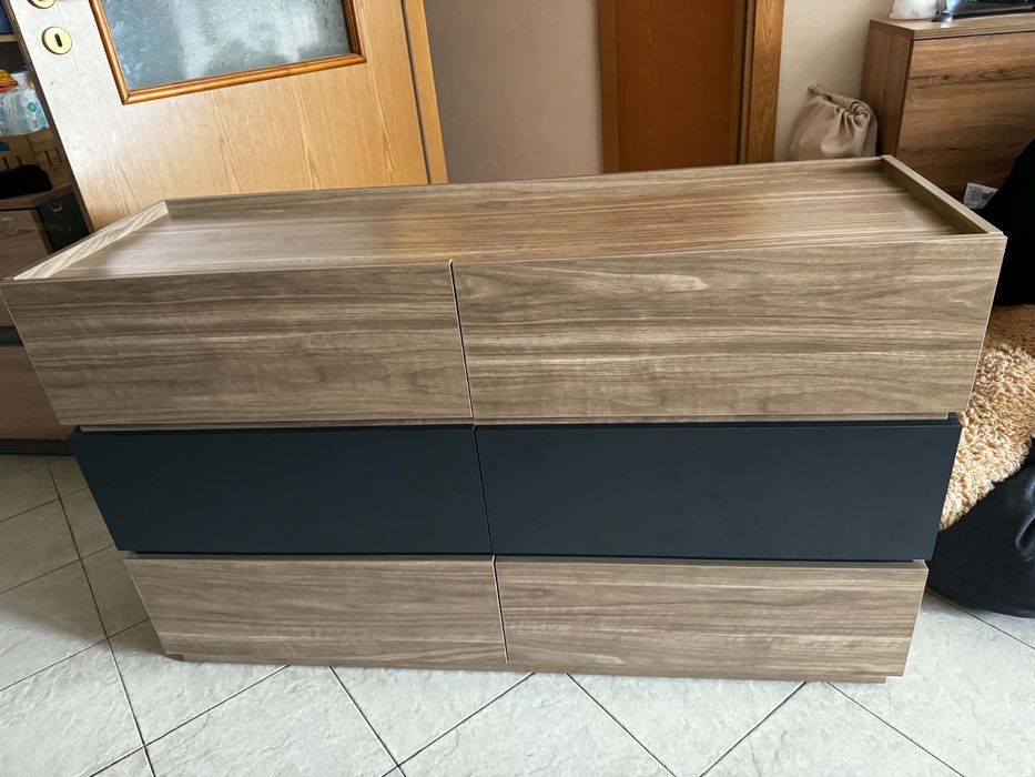 Скрин - Комод антрацит/дъб сонома, 120x40x72 см