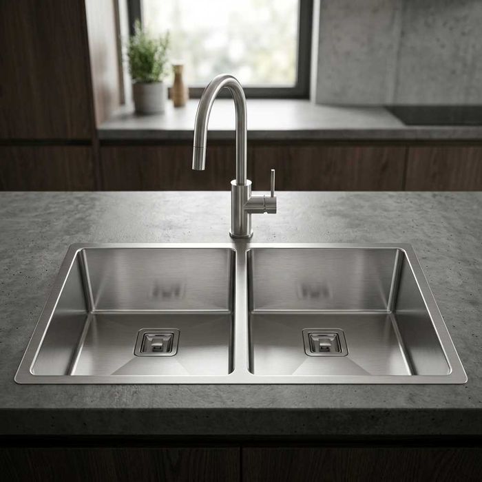 Nerjaveyka Мойка для кухни 2 талик (двойная) нержавейка Sergeli