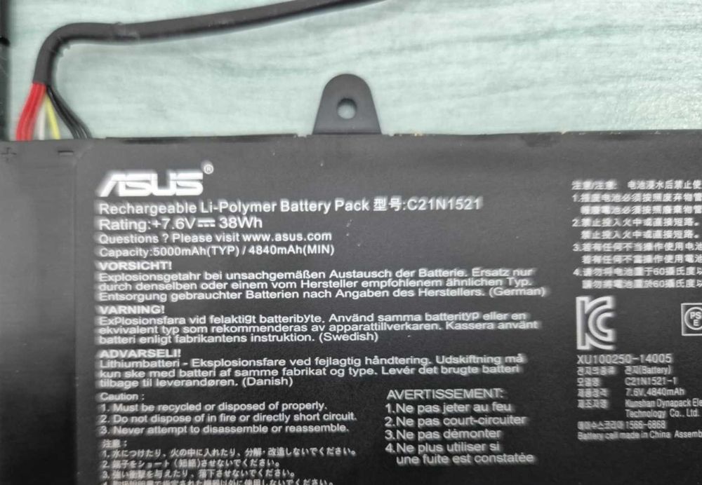 Baterie Asus C21N1521 Originala 38Wh 7,6 v - 5000nAh 4840mAh (min)