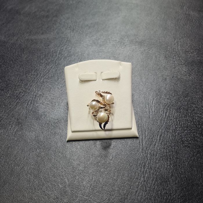 Комплект Золотой с Бриллиантами Жемчуг