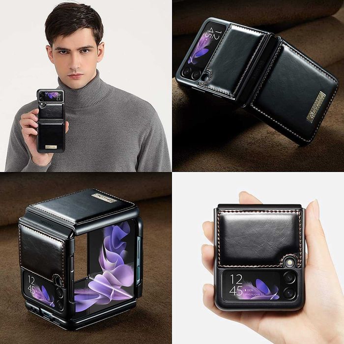 Husa premium lux flip piele+Folie SAMSUNG Galaxy Z Flip7 Flip6 Flip 5