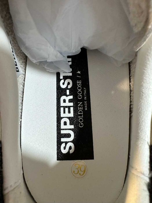 Golden Goose Superstar sneakers piele stea argintie glitter