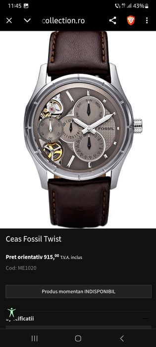 Fossil TWIST Baterie Noua
