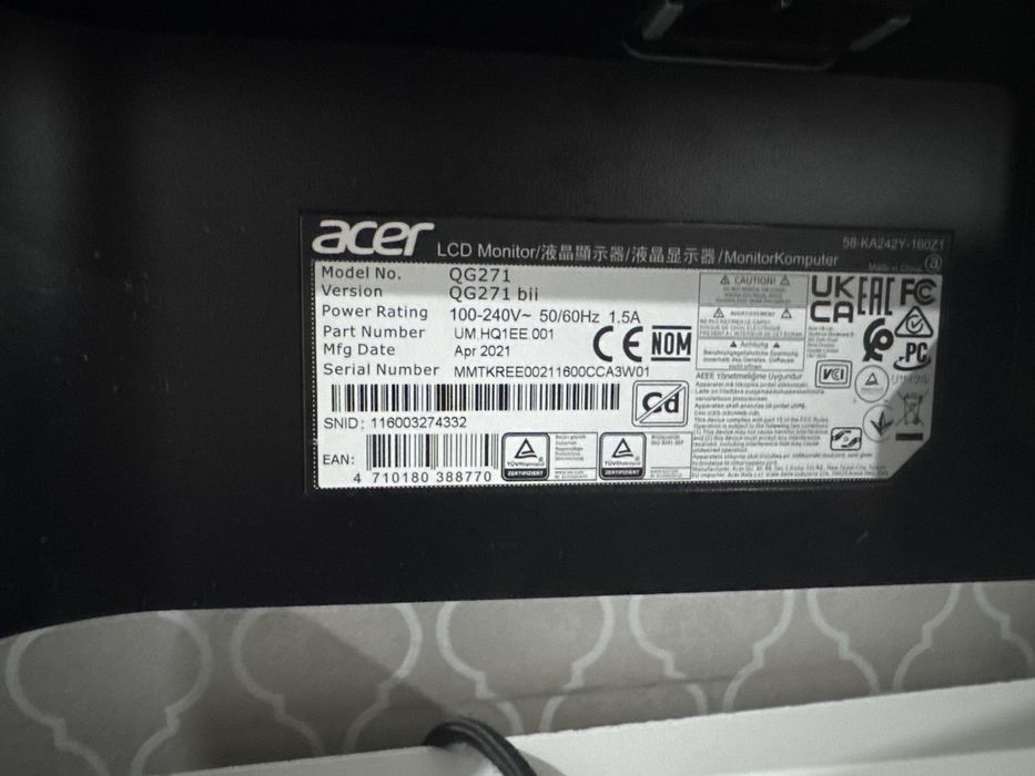 монитор 27" acer nitro qg271bii, black