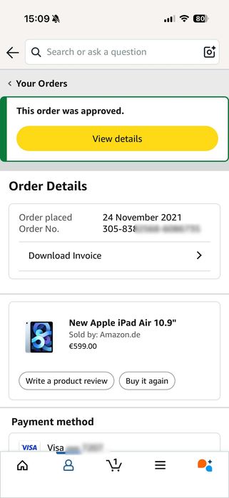 iPad Air 4 Wifi + Cellular ( varianta cu e-sim ) 64GB Sky Blue 10.9"