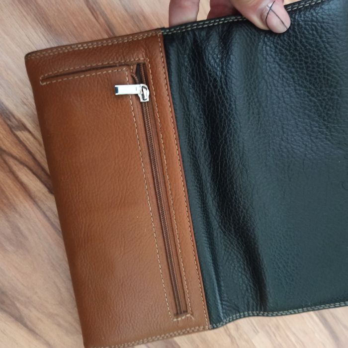 Голяма чанта естествен велур и кожа + подарък