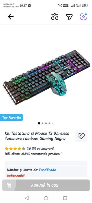 Vând tastatura mouse și căști gaming cu lumini
