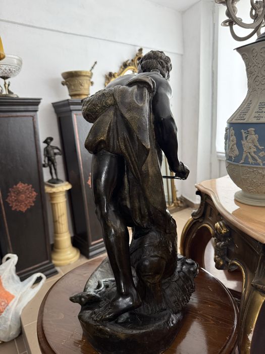 Statueta David si Goliat Sculptura Bronz Masiv Mare