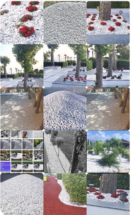 Доставка на бели къмъни(тип чакък)за украса и декорация на градинки