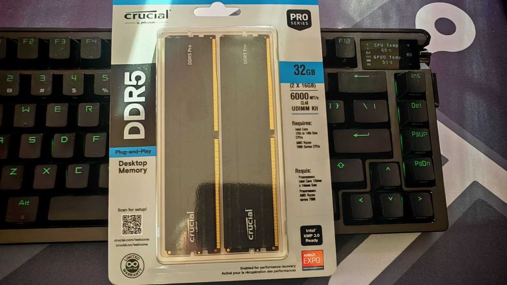 НОВА ! Рам памет Crucial Pro DDR5 RAM 32GB (2x16GB) 6000MHz