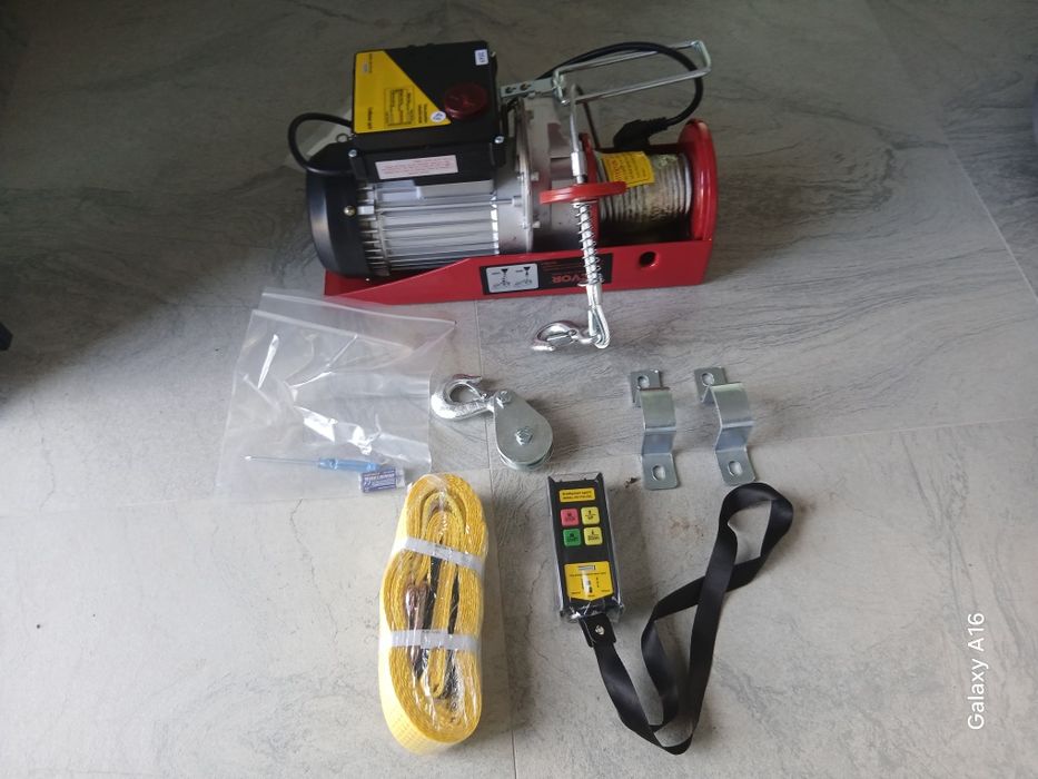 Troliu electric, macara cu telecomanda fără fir capacitate 800 kg cablu 12 m