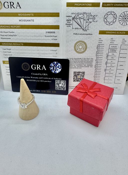 Сребърен пръстен с мойсанит (Диамант) 1 карат