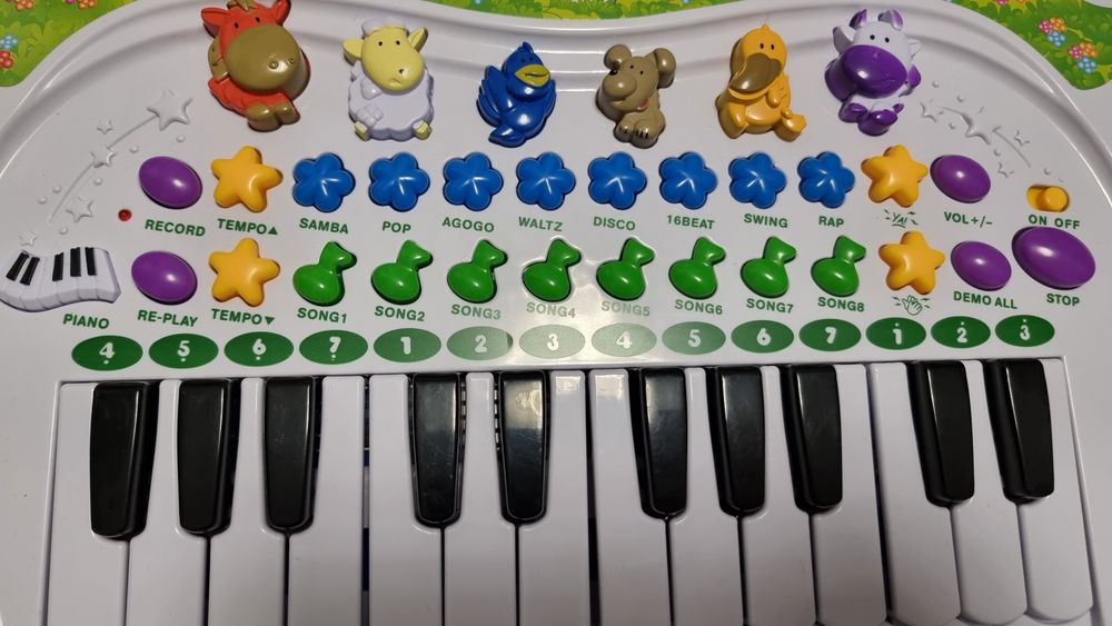 Jucarie orga pentru copii cu sunete, melodii, lumini si functie de inr