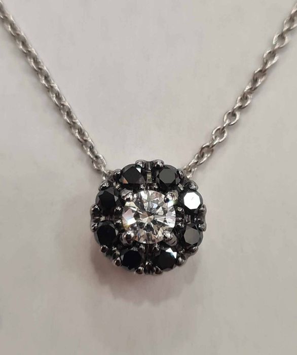 Lant si pandantiv din aur alb 18k, cu diamante naturale, Crivelli,