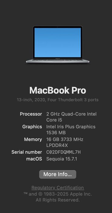 MacBook Pro 13 2020 | 16GB | 512GB Space Gray