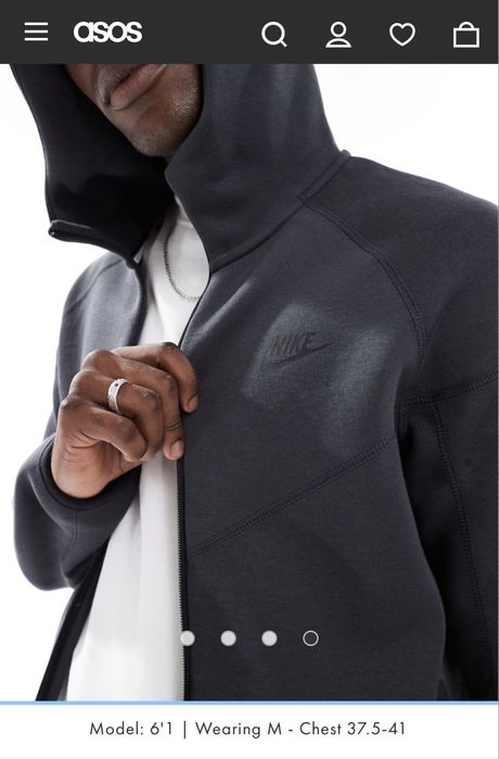 Tech Fleece Full Zip Hoodie In Dark Grey