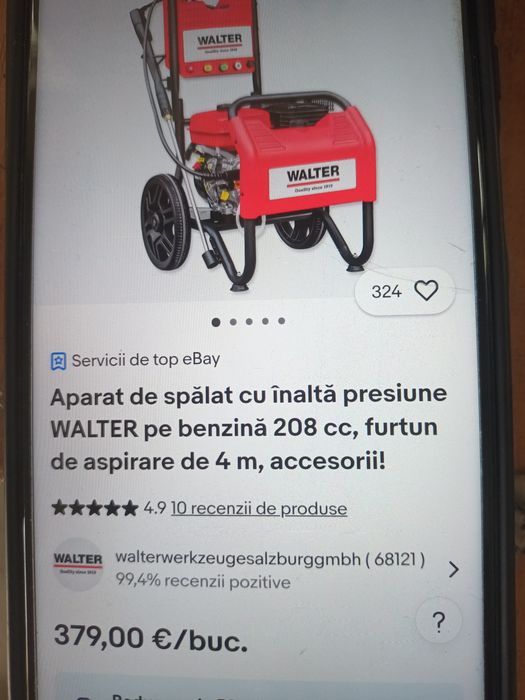 Aparat de spălat cu presiune Walter pe benzină