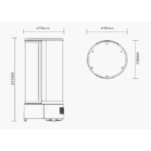 Хладилна Витрина за торти и сладкарски изделия настолна кръгла въртяща