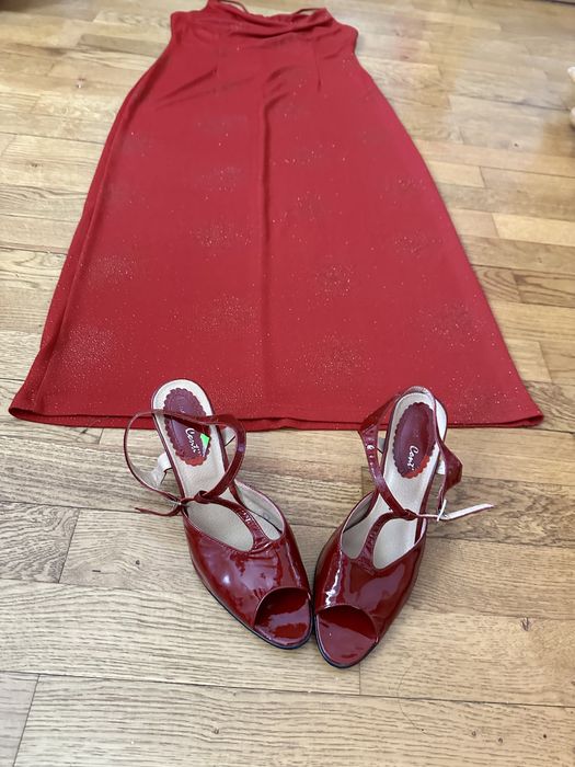 set rochie de seara si sandale piele