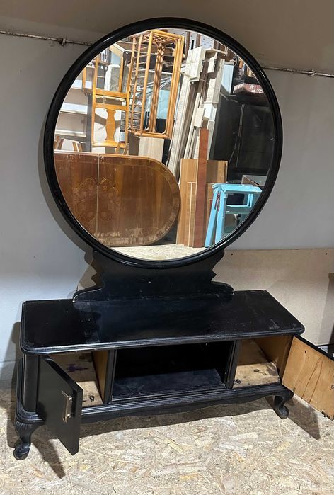 Comoda Vintage cu Oglinda Stil ArtDeco; Toaleta Lemn Masiv
