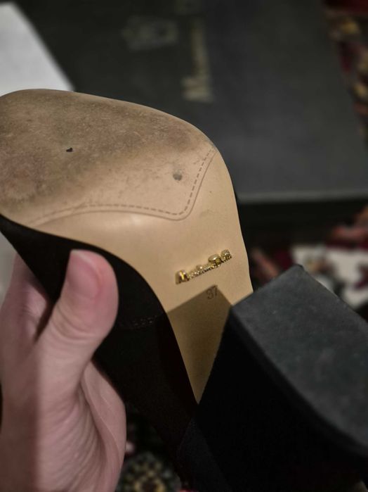 Botine Massimo Dutti nr. 37, piele intoarsa, toc 10 cm