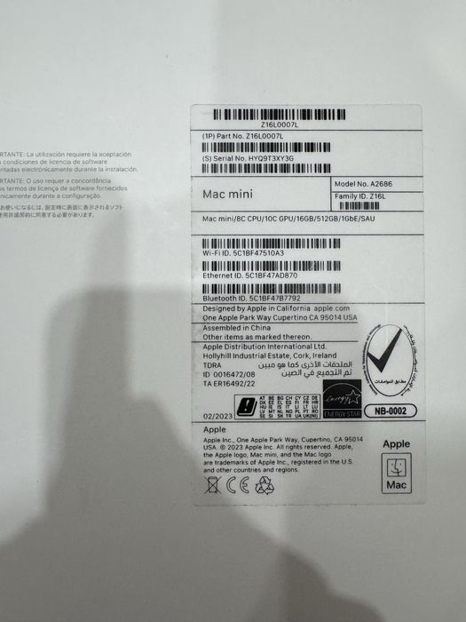 Mac mini M2 16GB 512 SSD