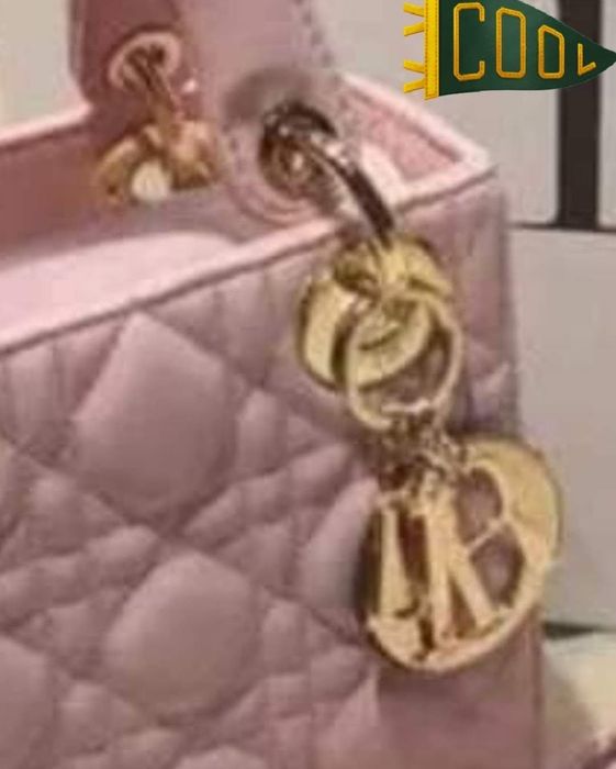 Geanta mini Lady roz pudra, logo metalic, saculet, etichetă