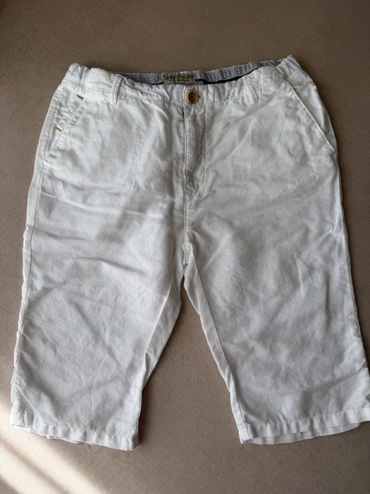 Двое белых шорт Zara, 152 см — хлопок + лён