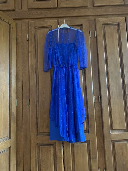 Rochie midi albastru regal