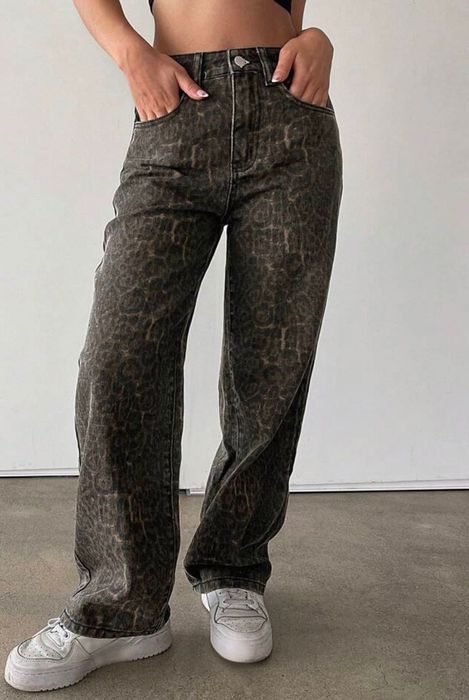 Джинсы 100%хлопок с леопардовым принтом