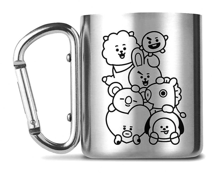 Cană Metalică BT21 Line Friends – "Carabiner Mug" (Nouă, Sigilată)