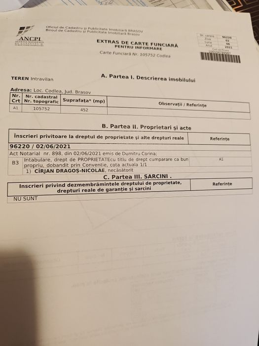 Teren intravilan de vanzare-452mp-Codlea,Str. Apollo nr.13