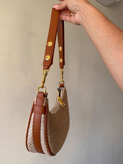 Сламена кафява лятна чанта