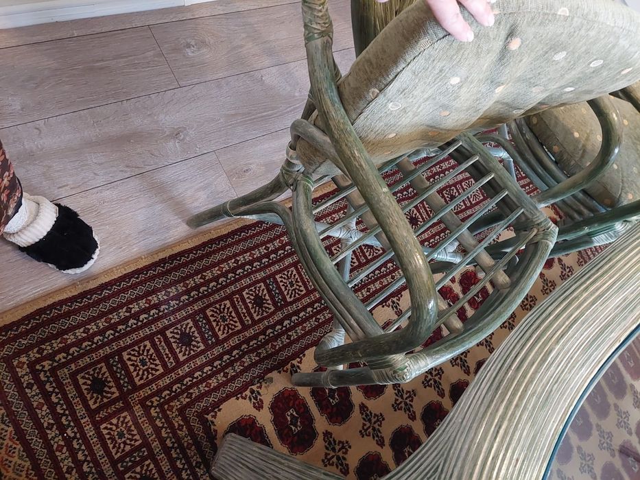 Set masa cu geam  + 6 scaune bambus+2 fotolii