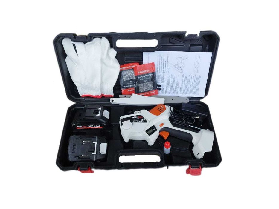 Акумулаторна Безчеткова резачка с омасляване  2 батерии подарък верига