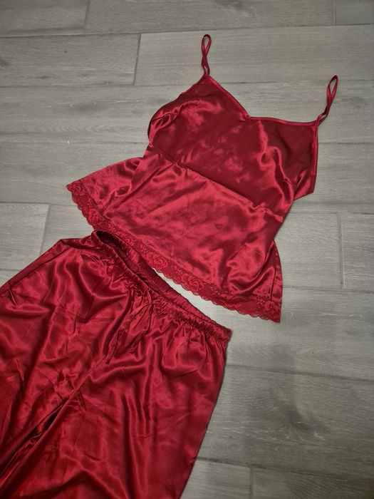 Pijama dama satin rosu