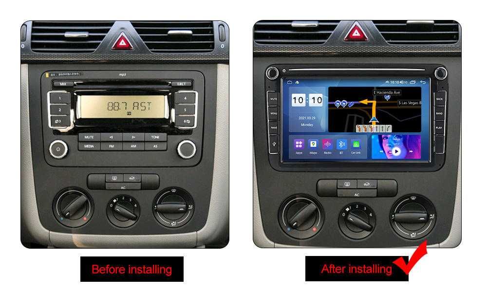 Navigatie Android 14 Vw Golf 5 Passat B6 Skoda Seat CarPlay + CAMERA