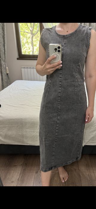 Rochie denim gri, 38 marimea