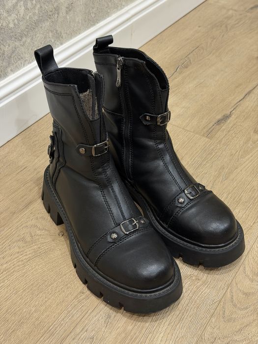 Ботинки зимние замша/кожа