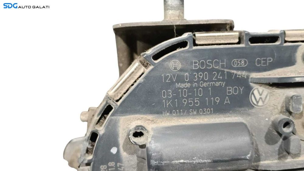 Ansamblu Complet Brat Brate Stergator Stergatoare cu Motoras Parbriz Volkswagen Golf 5 2004 - 2008 Cod 1K1955023C 3397020649 1K1955119A 0390241744 [M8770]