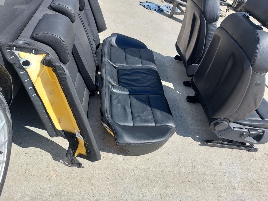Set interior S-line Sline Audi A6 C6 4F piele neagra model 2004-2011 scaune fata + banchete rabatabile + cotiera