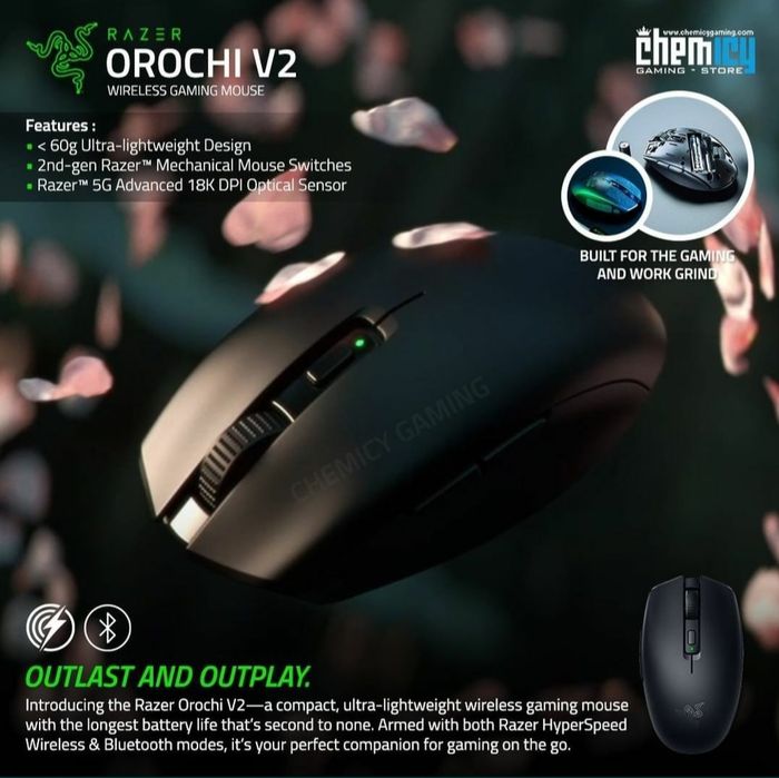 Razer orochi V2 /вес 60г,DPI 18K/мышка/мышь в чёрном и белом ц