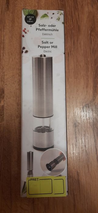 Rasnita electrica pentru sare grunjoasa, piper boabe,finisaj inox,Nou!