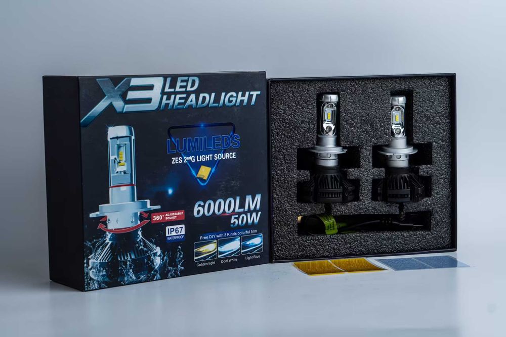 LED / ЛЕД Крушки X3 12000lm H7 H4 H3 HB3 H1 с 12м. Гаранция